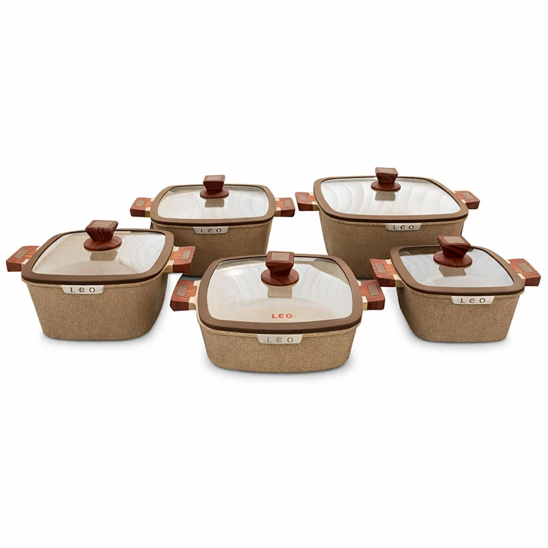 سرویس قابلمه و تابه گرانیتی ۱۰ پارچه لئو مدل 10PCS