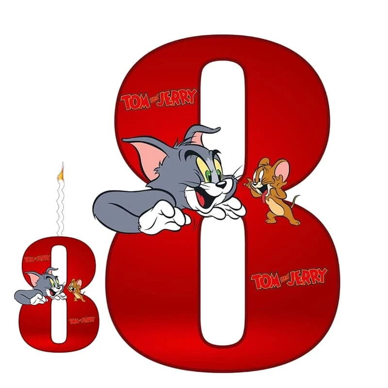 استند رومیزی تولد مدل عدد 8 طرح تام وجری به همراه شمع مجموعه دوعددی