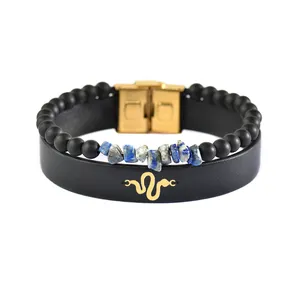 دستبند طلا 18 عیار مردانه فرشته طرح مار کد UBCHL0012-0008