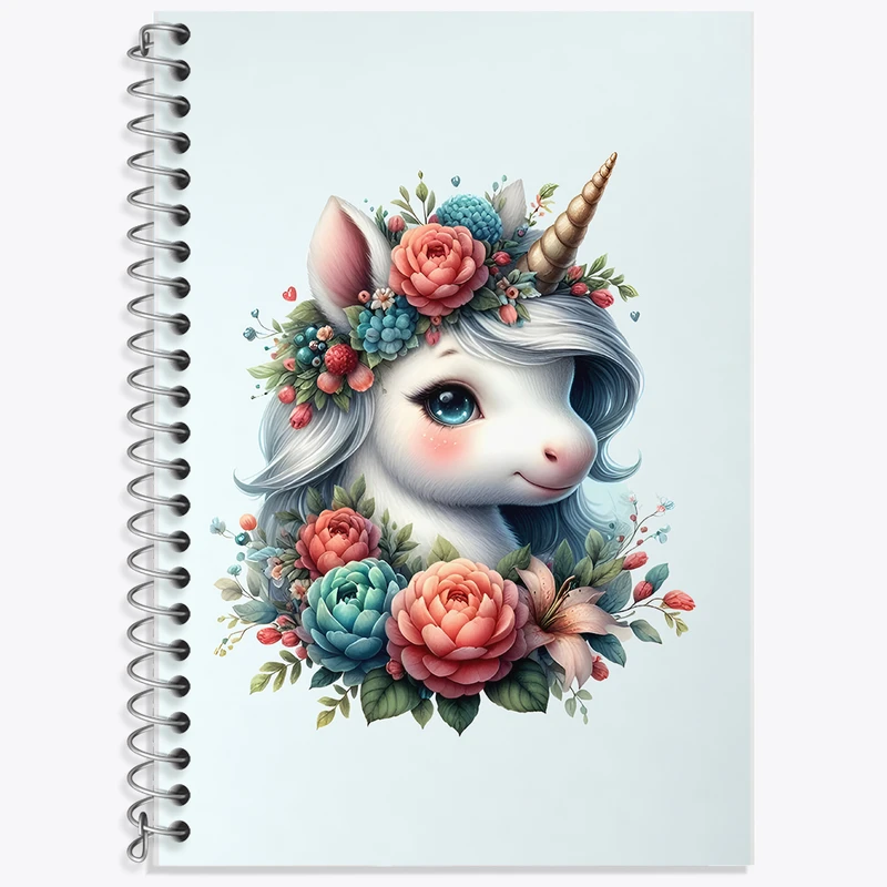 دفتر زبان 50 برگ خندالو مدل سه خط طرح اسب تک شاخ کد F6187