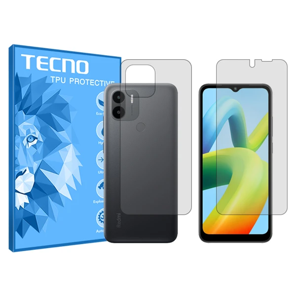 محافظ صفحه نمایش شفاف تکنو مدل Resistant مناسب برای گوشی موبایل شیائومی Redmi A1 به همراه محافظ پشت گوشی