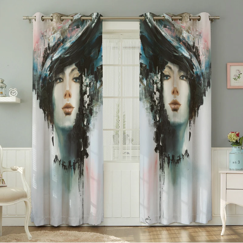 پرده نیروانا طرح چهره  مدل مخمل کد 5045سایز 140×280 سانتی متر