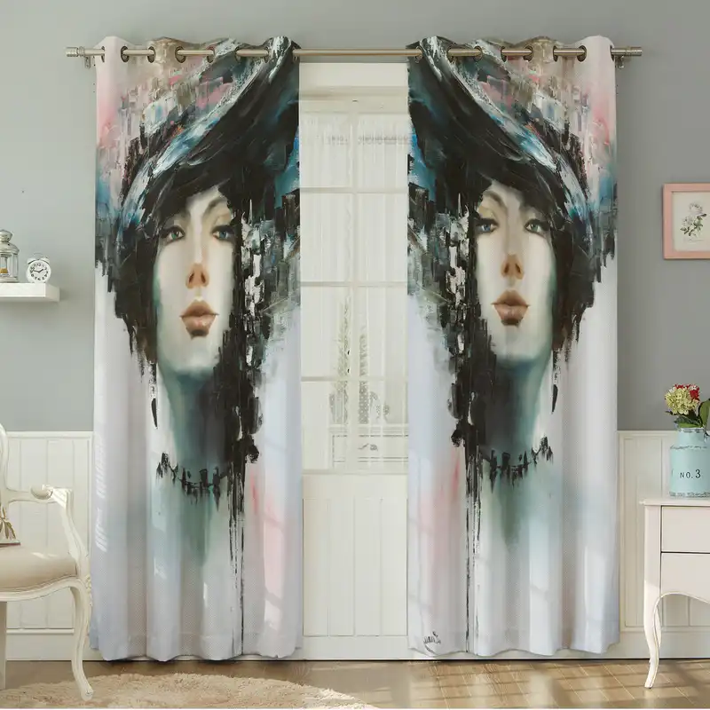 پرده نیروانا طرح چهره مدل مخمل کد 5045سایز 140×280 سانتی متر