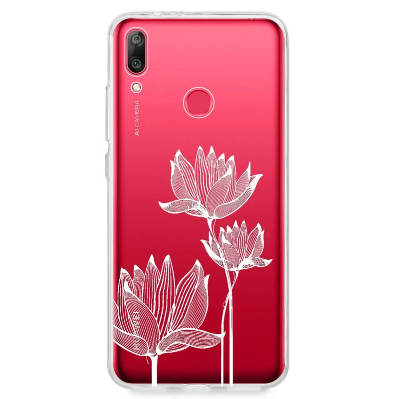 کاور مگافون طرح گل مدل C47-W مناسب برای گوشی موبایل هوآوی Y7 Prime 2019 / Y7 2019
