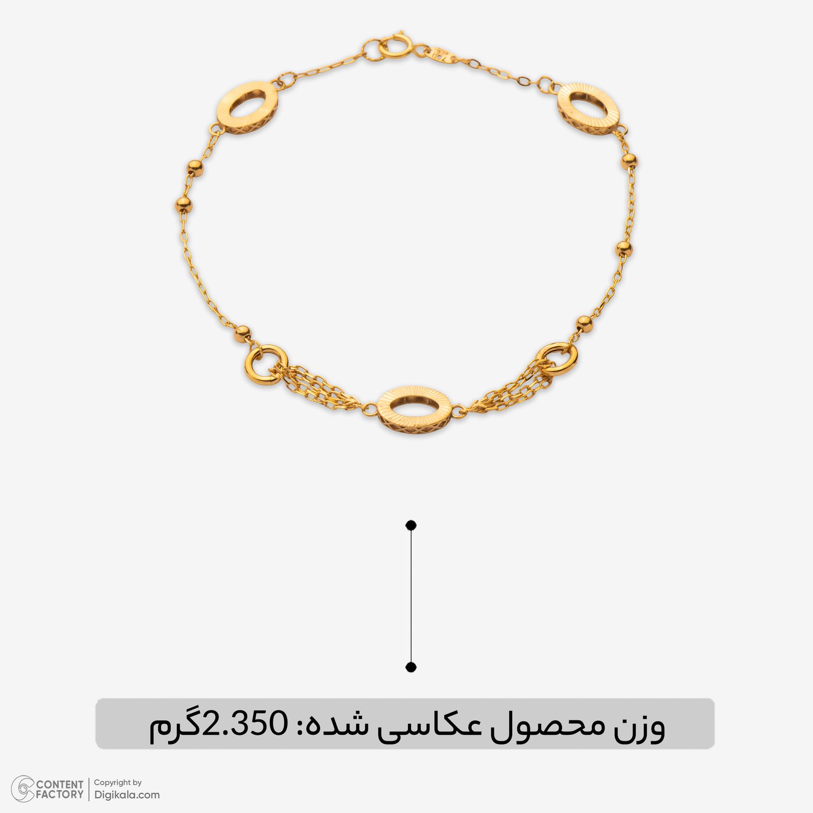 دستبند زنجیری طلا کم اجرت 18 عیار زنانه نگین مدل 150 -  - 3
