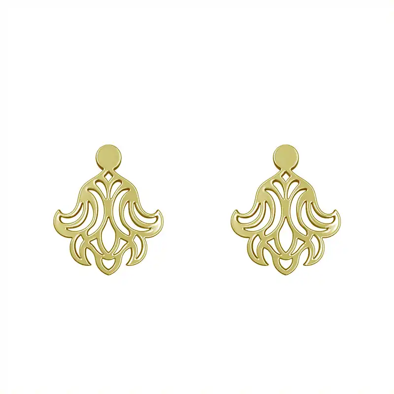 گوشواره طلا 18 عیار زنانه مدوپد مدل اسلیمی کد GA1-15252