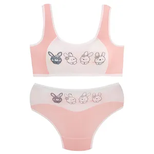 ست شورت و نیم تنه دخترانه ماییلدا مدل پددار خرگوش خندان کد 5164-7 رنگ صورتی روشن