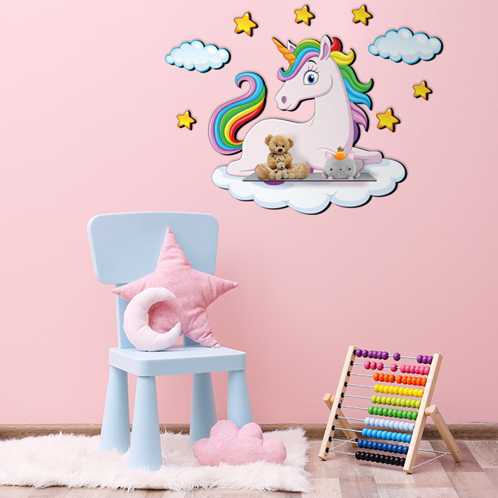 شلف دیواری اتاق کودک باروچین مدل اسب تک شاخ کد sh-50