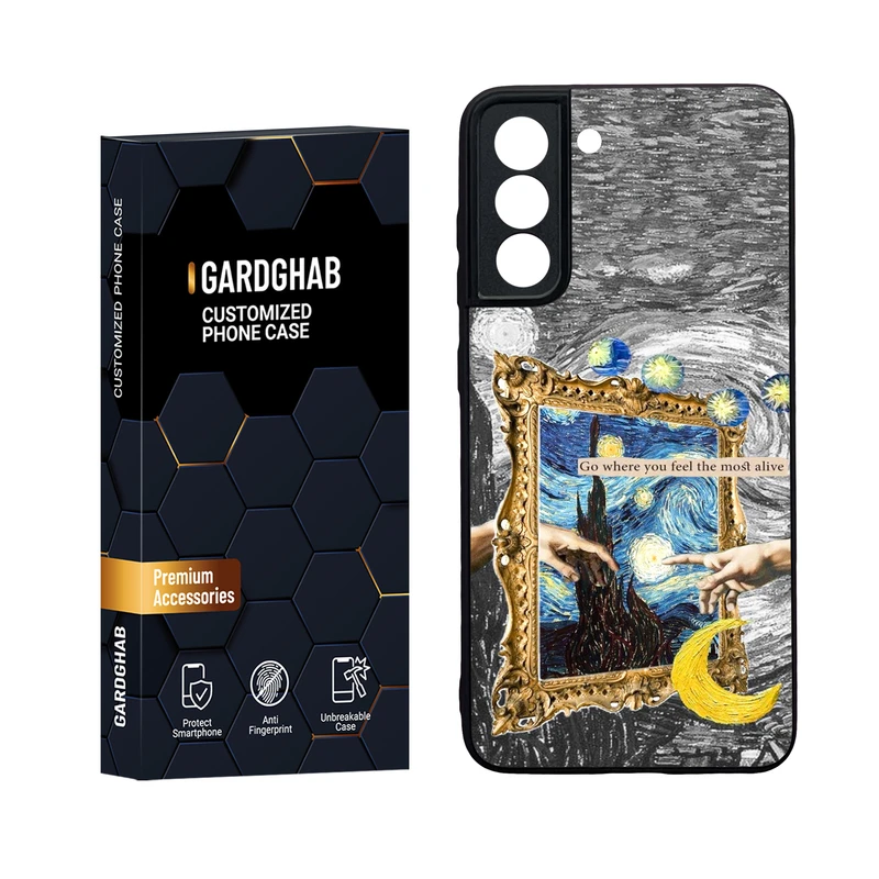 کاور گارد قاب مدل دور ژله ای پشت گلس هنری مناسب برای گوشی موبایل سامسونگ Galaxy S21 FE