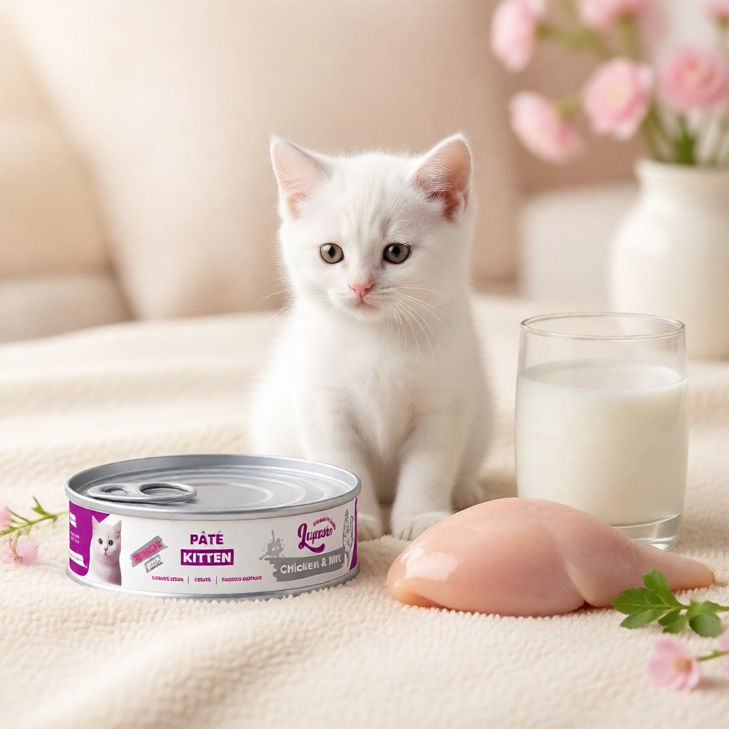 کنسرو غذای بچه گربه لوپتو مدل پته طعم مرغ،شیر وزن 85 گرم