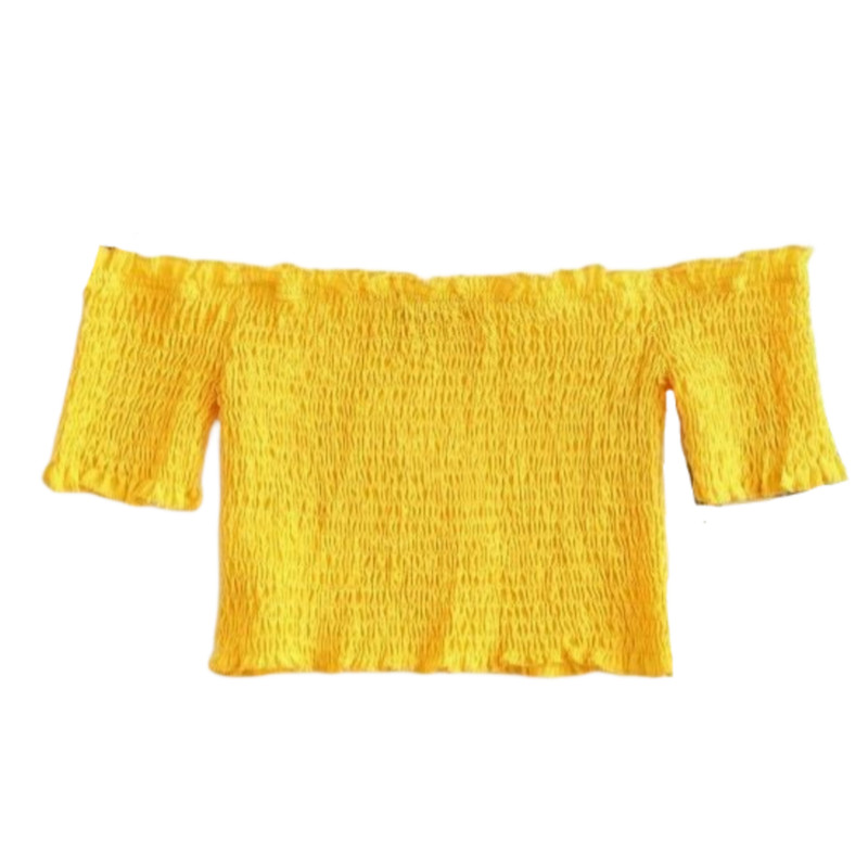 کراپ تاپ زنانه مدل نخی تابستانی رنگ زرد