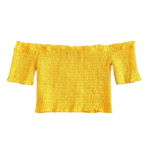 کراپ‌تاپ زنانه مدل نخی تابستانی رنگ زرد
