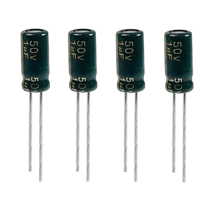 خازن الکترولیت 1میکروفاراد 50 ولت مدل TEC-150 بسته 4 عددی