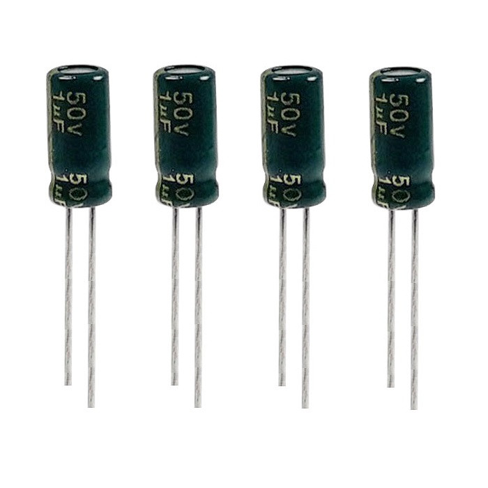 خازن الکترولیت 1میکروفاراد 50 ولت مدل TEC-150 بسته 4 عددی