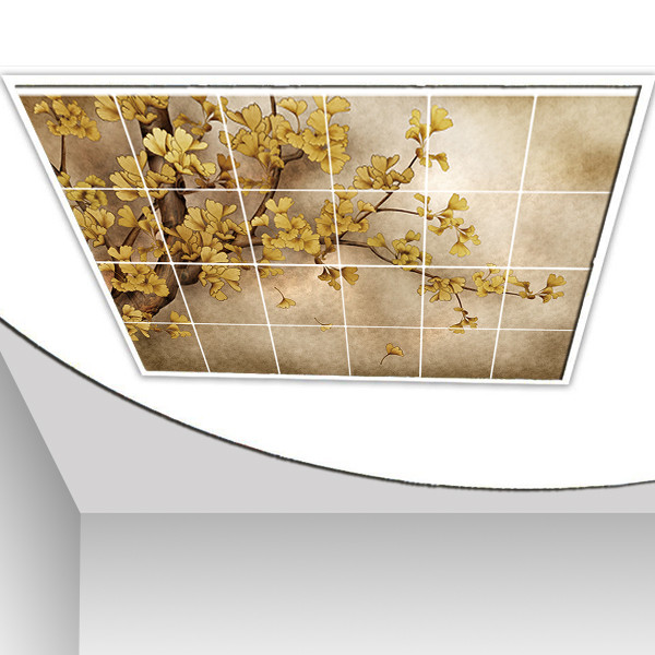تایل سقفی آسمان مجازی طرح شاخه گل کد 3D1498-24 سایز 60x60 سانتی متر مجموعه 24 عددی