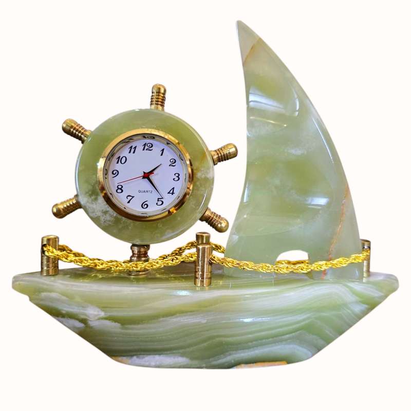 ساعت رومیزی طرح قایق مدل سنگ مرمر ساعت رومیزی طرح قایق مدل سنگ مرمر
