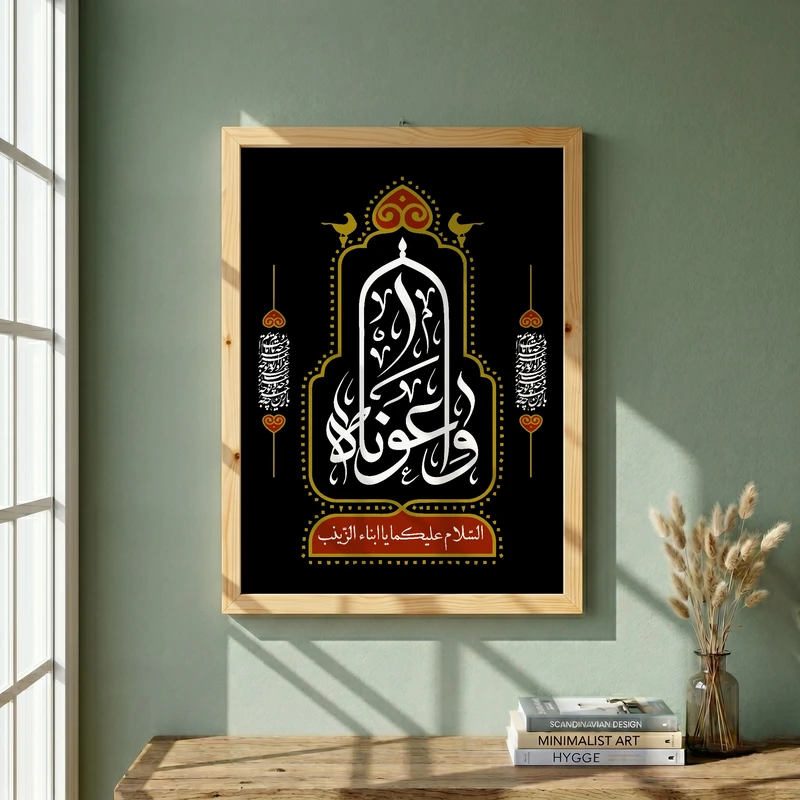 تابلو طرح وا محمداه مدل G14885 فریم کرم روشن