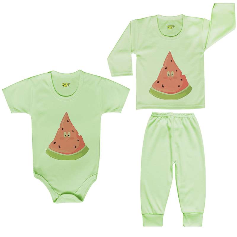 ست 3 تکه لباس نوزادی کارانس طرح هندوانه مدل PRSG-4005