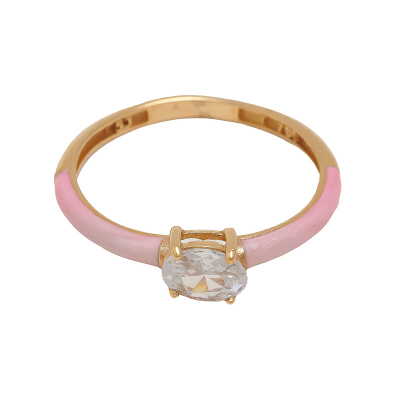 انگشتر طلا 18 عیار زنانه لاوین مدل بیضی سایز 55