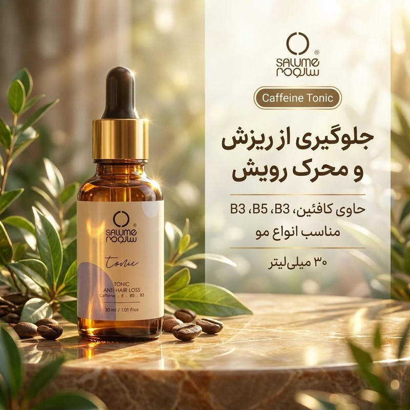 محلول ضد ریزش و تقویت کننده مو سالومه مدل Caffeine مناسب انواع مو حجم 30 میلی لیتر