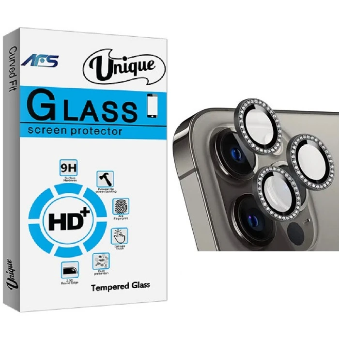  محافظ لنز دوربین ای اف اس مدل رینگی نگین دار مناسب برای گوشی موبایل اپل iPhone 14 Pro / 14 Pro Max