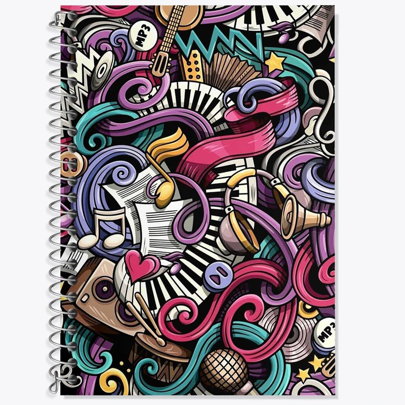 دفتر زبان 50 برگ خندالو مدل دو خط طرح موزیک کد 5574