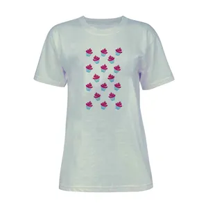 تی شرت آستین کوتاه زنانه مدل CUP CAKE کد L197 رنگ طوسی