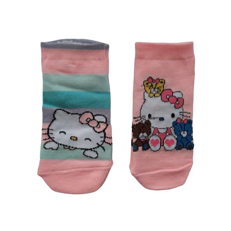 جوراب دخترانه مدل گربه کيتی کد 1331 مجموعه 2 عددی