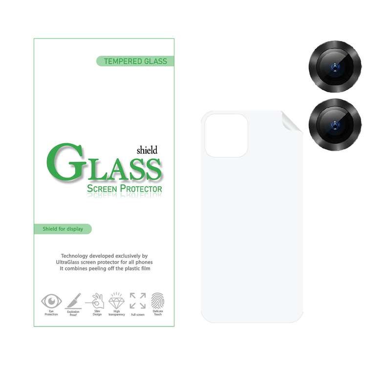 محافظ لنز دوربین شیلد گلس مدل 2RN مناسب برای گوشی موبایل اپل iPhone 13 mini به همراه محافظ پشت گوشی