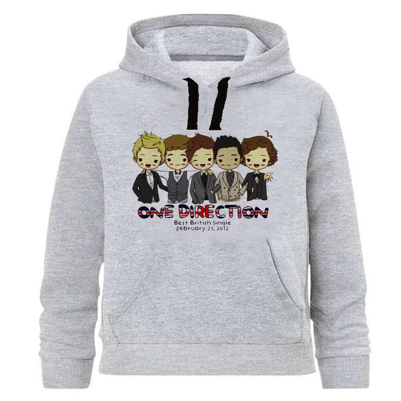 هودی پسرانه طرح ONE DIRECTION کد J90 رنگ طوسی
