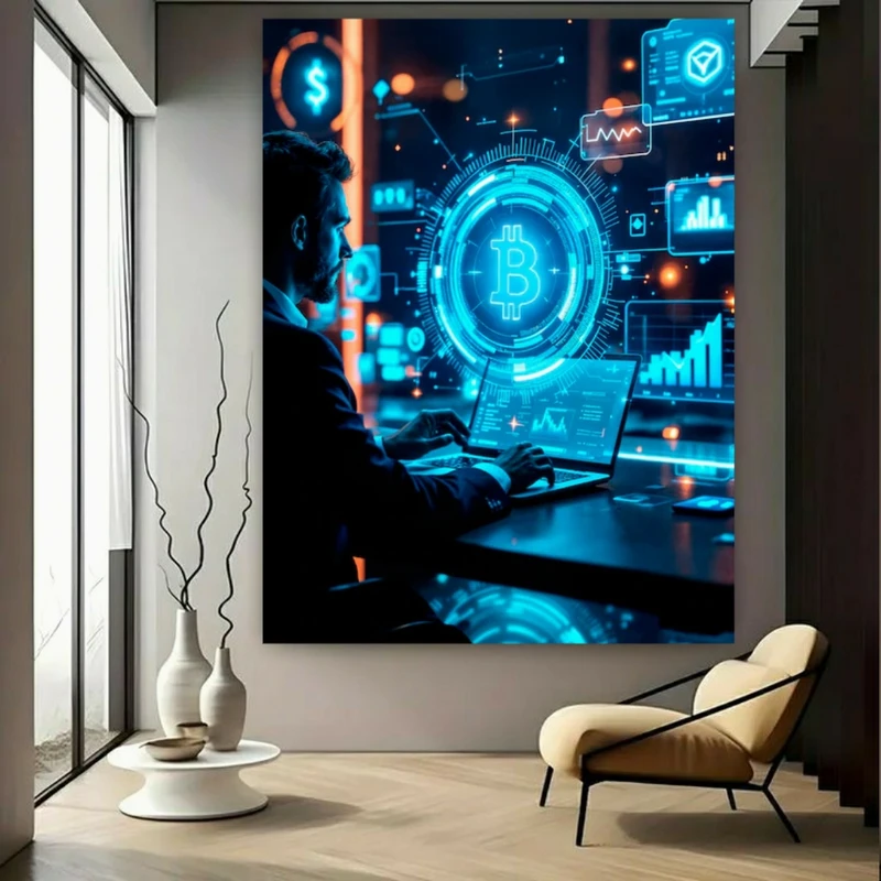 پوستر طرح مخمل رمز ارزی مدل بیت کوین کد FP105643