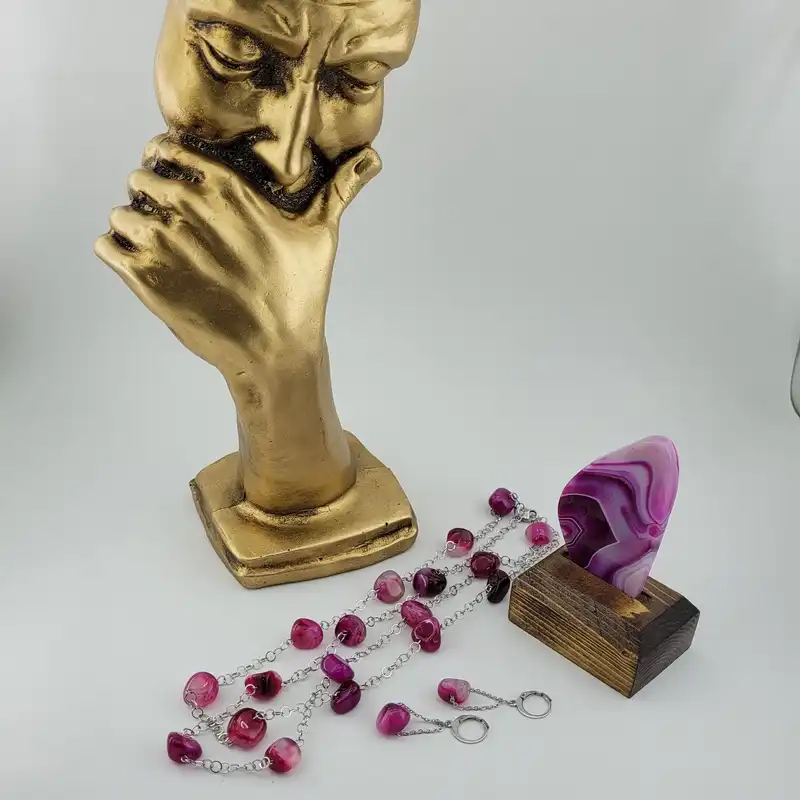 نیم ست زنانه مدل سنگ عقیق یاقوتی نامنظم کد 29