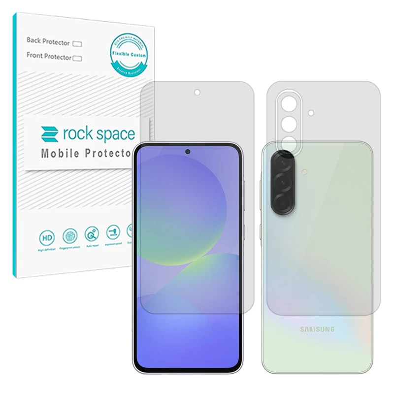 محافظ صفحه نمایش شفاف راک اسپیس مدل Resistant مناسب برای گوشی موبایل سامسونگ Galaxy A36 به همراه محافظ پشت گوشی