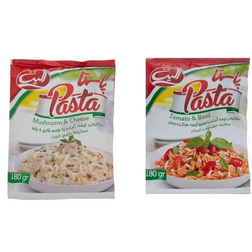 پاستا نیمه آماده با طعم گوجه فرنگی و ریحان الیت  - 180 گرم و پاستا با طعم قارچ و پنیر الیت - 180 گرم
