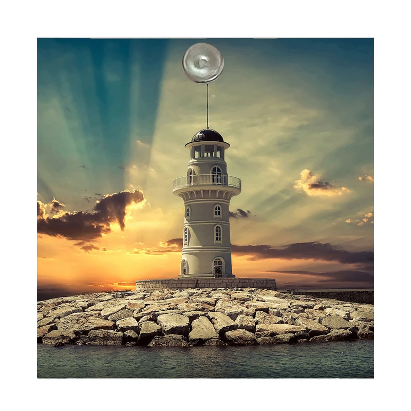 آینه جیبی طرح فانوس دریایی و غروب آفتاب مدل A126