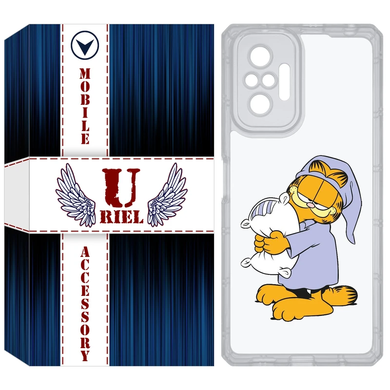 کاور یوریل مدل Clear کد 73 طرح گارفیلد خوابالو مناسب برای گوشی موبایل شیائومی Redmi Note 10 Pro / Note 10 Pro Max