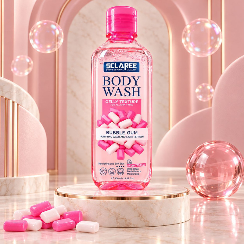 شامپو بدن ژلی اسکلاره مدل Bubble Gum با رایحه آدامس مناسب انواع پوست حجم 400 میلی لیتر