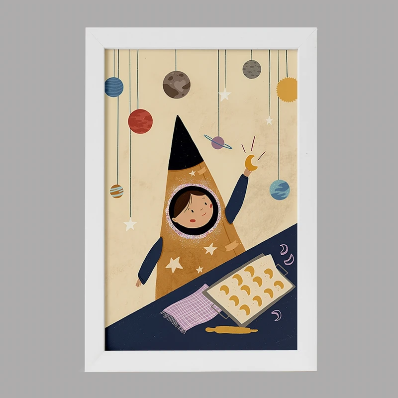 تابلو خندالو مدل دختر عشق ماه شیرینی پز کد F7665