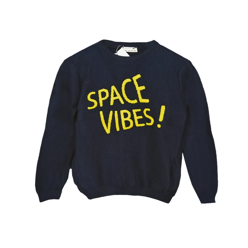 پلیور یقه گرد پسرانه کولزیون مدل برجسته SPACE VIBES