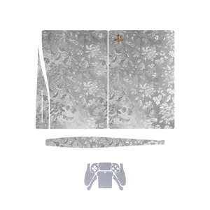 برچسب کنسول و دسته بازی PS5 ماهوت مدل Silver_Wildflower_Matte_Silver