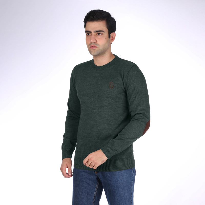 پلیور مردانه تریکو پاییزان مدل PR700 ملانژ رنگ سبز یشمی