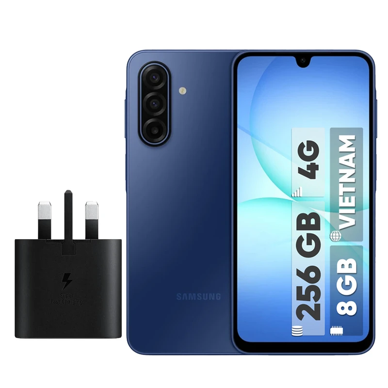 گوشی موبایل سامسونگ مدل Galaxy A17 4G دو سیم کارت ظرفیت 256 گیگابایت و رم 8 گیگابایت - ویتنام به همراه شارژر 25 وات سامسونگ