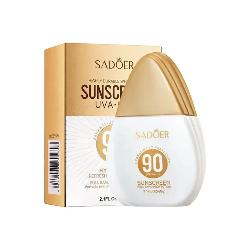 کرم ضد آفتاب بدون رنگ صورت سادور spf90 مدل Sunscreen محافظ PA+++,UVA،UVB مناسب برای انواع پوست وزن 60 گرم