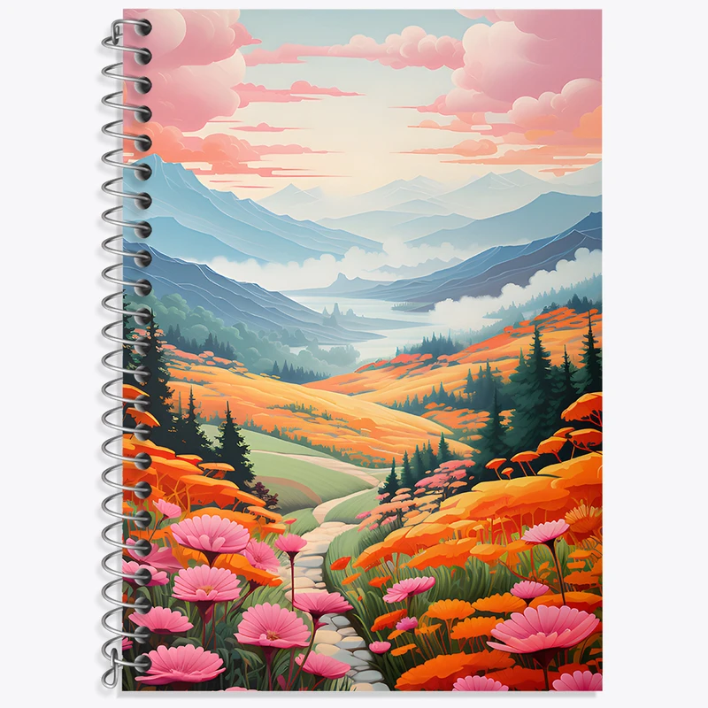 دفتر زبان 50 برگ خندالو مدل دو خط طرح منظره طبیعت کد N4498