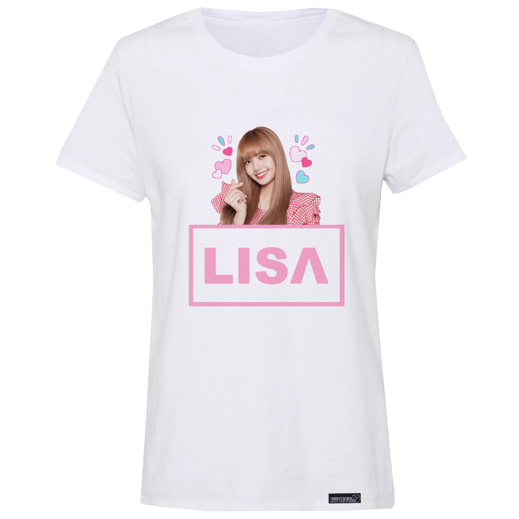 تی شرت آستین کوتاه زنانه 27 مدل لیسا بلک پینک کد WN583