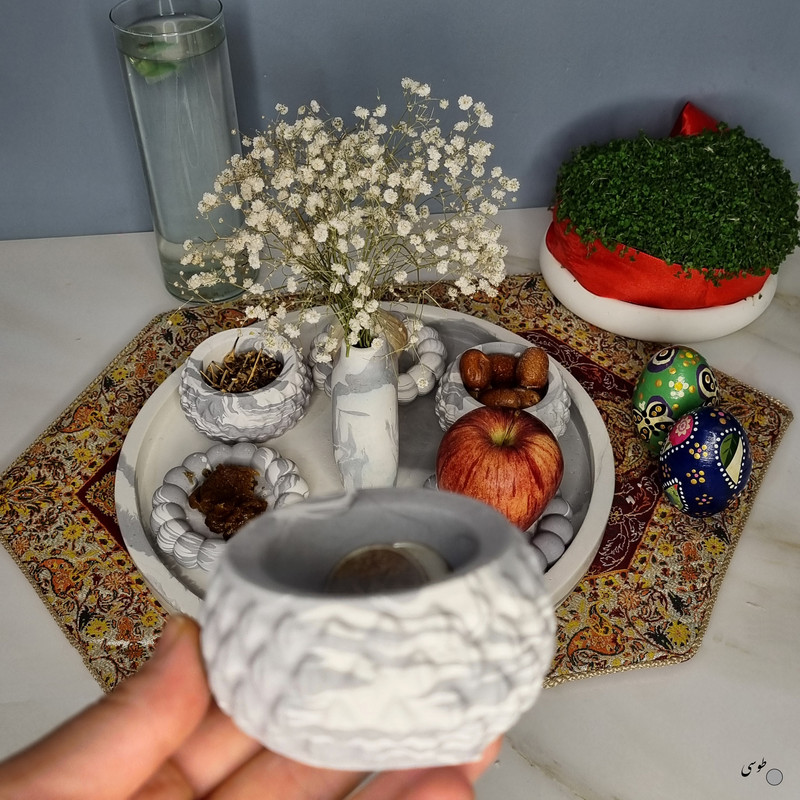 مجموعه ظروف هفت سین 8 پارچه طرح سنگ مدل هلنا
