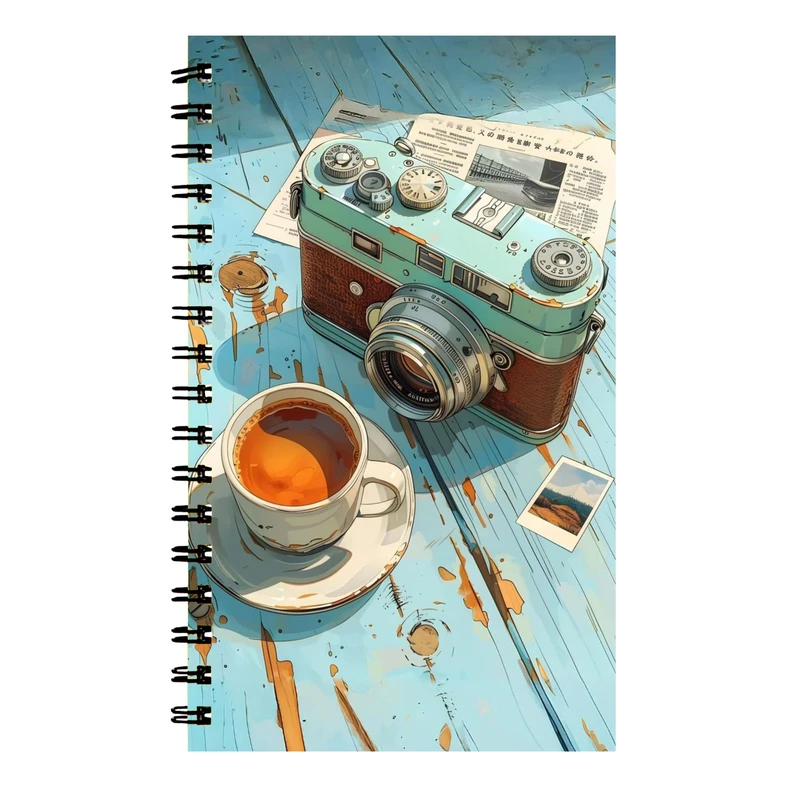 دفتر نت موسیقی 40 برگ طرح دوربین و قهوه کد 302