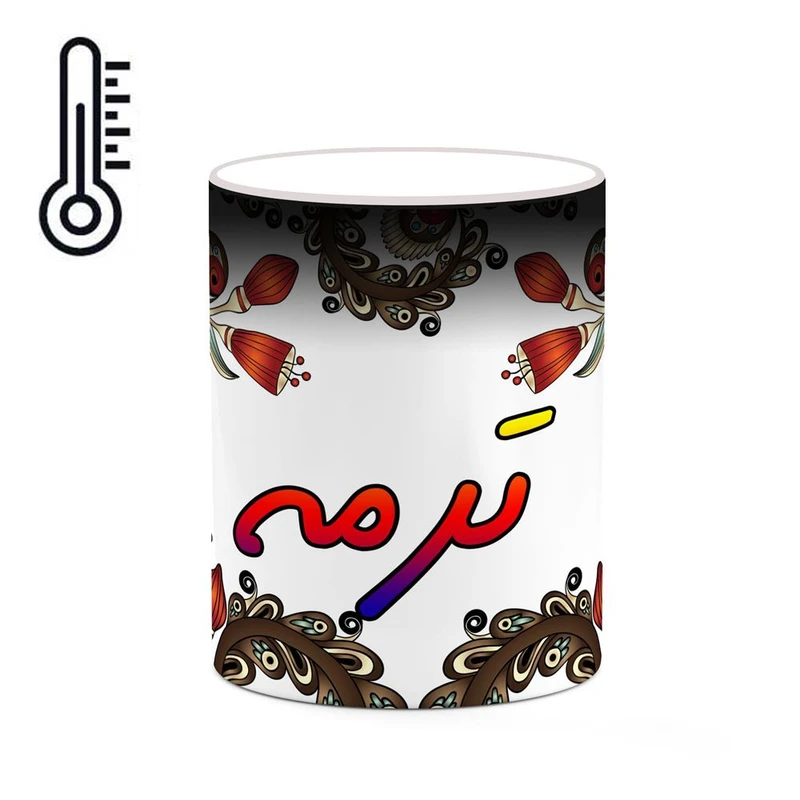 ماگ حرارتی کاکتی مدل اسم ترمه طرح سنتی گل و بته کد mgh44554