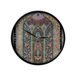 ساعت دیواری مدوپد طرح فرش قم محرابی گلدانی مدل C-Ghom0100