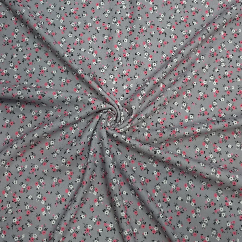 پارچه لباس عرض 1.4 متر مدل مخمل کبریتی گلریز رنگ طوسی